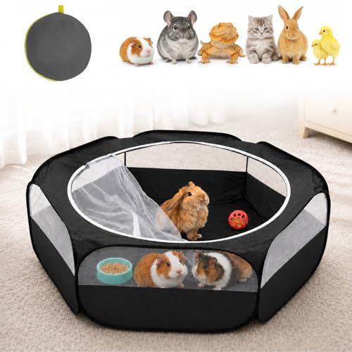 Amakunft Small Animal Pop-Up Playpen with Mesh Cover, 47'' x 23.6'' x 15'' Chicken Brooder Box, Play Pen Indoor Outdoor for Guinea Pigs, Bunny, Rabbits, Ferrets, Chinchillas, Kittens