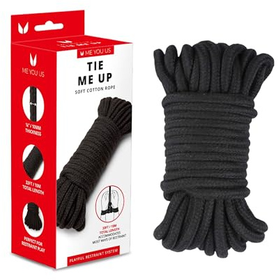Me You Us - Corda bondage Tie Me Up - Lunghezza 10 metri (spessore 10 mm) - Corda in cotone morbido, perfetta per giochi bondage (Nero 10 metri)