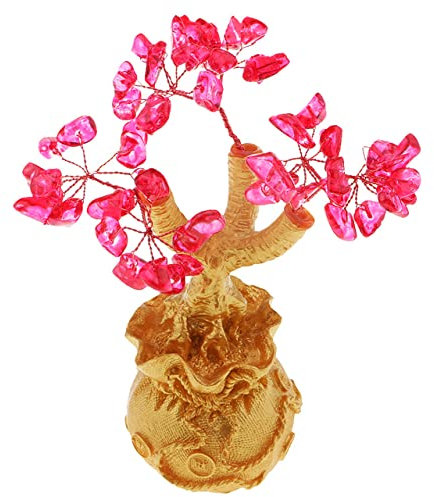 LIJUCAI Feng Shui Kristall Geldbaum Bonsai Stil Bringen Reichtum Glück Baum Edelstein Kristall Bonsai Fortune Geldbaum Heim Raumdekoration,rot