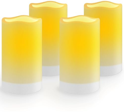 salipt Impermeable Velas Solares, Luz de con Velas sin llama con Energía Solar Parpadeante, Exterior para Navidad, Decoración del día de San Valentín, de Fiesta, Cumpleaños, Bodas, US 4 piezas