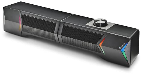 NGS GSX-B1200 - Barra de Sonido 2.0 Gaming, Diseño Desmontable 2 en 1, 12W de Potencia, Luces RGB, Compatible con Tecnología Bluetooth 5.0 + Entrada Jack