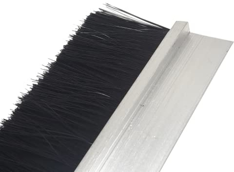 Door Gate Bottom Brush Sealing Draught Excluder Strip Dust Sweep Stopper with Aluminium Plate & Polypropylene Bristles for Weather Stripping Air & Sound Proof (Pack of 3)