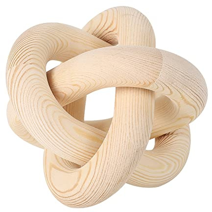 Wood Knot Chain Link Decor - 3 Link Boho Wooden Hand Carved Decorative Wooden Links Knots for Coffee Table Entryway Modern Farmhouse Shelf Decoration
