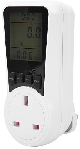EVTSCAN LCD Display Power Energy Usage Meter Plug in Voltage Amps Monitor UK Plug 230‑250V AC