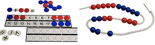 WISSNER 080813.000 aktiv Lernen-Schüler Rechenleiste mit 22 Wendeplättchen und 10 Rechenzeichen-RE-Plastic, Mehrfarbig & aktiv Lernen - 20er Rechenkette rot/blau - RE-Plastic®