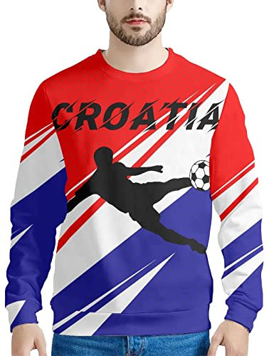 YuanDiann 2022 Katar Fußball Weltmeisterschaft Pullover Fanshirt Damen Herren Stretch Sweatshirts Sport Kapuzenpullover Bedrucken Fussballtrikot Kroatien 2XL