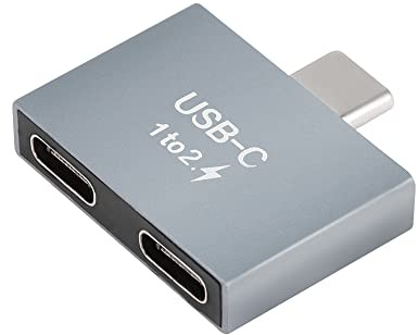 GELRHONR USB C auf 2 USB C Adapter, Dual Typ-C Buchse Konverter für Notebook, Tablet, Telefone und Mehr Geräte (Nicht zur Datenübertragung)