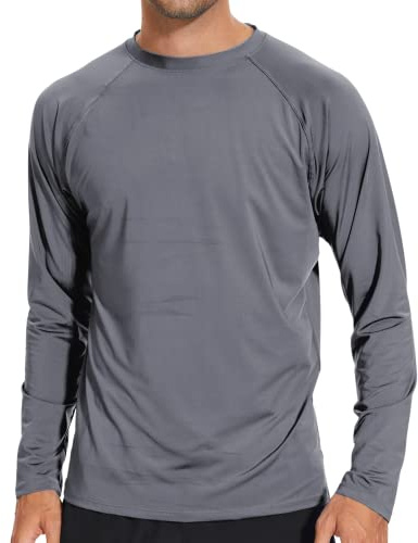 Arcweg Rashguard Mare Surf Uomo Maniche Lunghe Protezione Solare UV UPF 50+ Asciugatura Veloce Maglia Anti UV Pescs Stile Sciolto Elastica Maglietta Piscina