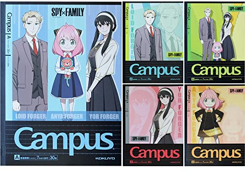 KOKUYO Campus Notebook, Dot A 7mm Ruled, Semi-B5, 30 Sheets, 30 Lines, Pack of 5, Spy x Family Limited Edition, Japan Import (GRNO-SFA11946901)