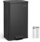 SONGMICS Mülleimer Küche, 40 Liter Abfalleimer, großer Tretmülleimer, mit Deckel, aus Stahl, Softclose, inklusive 15 Müllbeutel, schwarz LTB540B4002
