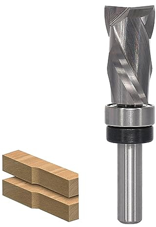 AKYLIN Spiral Bündigfräser 8mm Schaft，Up&Down Kompressions Cut Spiralfräser Fräser für Oberfräse，16 mm Schnittdurchmesser，32 mm Schnittlänge，Spiralgenutet Unten Kugellager Holzfräser