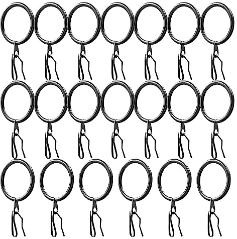 WYAN 20 Piezas Anillas Cortinas Metal y Ganchos Metal Cortinas-Negro | Hierro,diámetro de las anillas para cortinas:30 mm;ganchos para cortinas:25×15mm.para cortinas de todo tipo de estilos