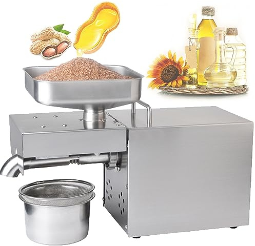 TAHALI Household Oil Press Automatic Oil Mill Electric Oil Press Machine Stainless Steel Cold Hot Press for Walnuts Peanuts Flax Seed Sesame Sunflower