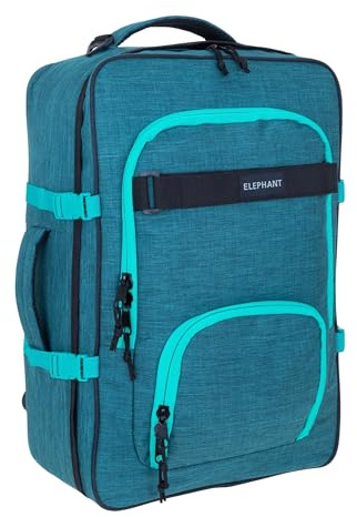 Elephant Rucksack Handgepäck Reise Fly 42 L Laptop Fach 13029 Petrol-Türkis | Herren Damen Travel Daypack Kabinenrucksack Kabinengepäck Reiserucksack Weekend Zug groß viel Stauraum