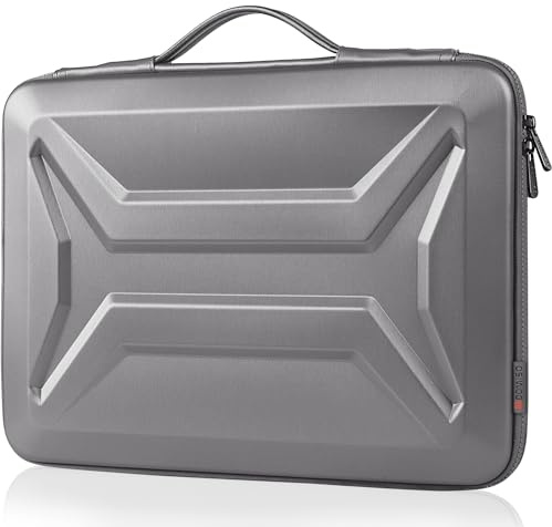 DOMISO 17-17.3 Inch Laptop Hard Case,Waterproof Shockproof Hard Shell Laptop Sleeve Protective Case with Retractable Handle for Dell XPS 17/HP Envy 17/Lenovo IdeaPad/Acer Aspire,Silver
