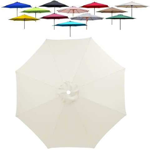 JLisefut Sonnenschirm Ersatz Baldachin Abdeckung (2 M/2,7 M/3.0 M) Für Outdoor Terrassenschirm Strandschirm Markttischschirm Nur Schirm Baldachin(Beige,3.0m/10FT-8Ribs)