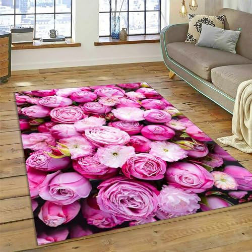 Beautiful Flowers Daisy Rose Chrysanthemum Area Rugs 3D Printed Large Carpet Living Room Bedroom Decor Mat Home Non-Slip Floor Polyester Rug 60 X 90 Cm / 23.6 X 35.4 - Polyester Soft Touch -8V2U0Q