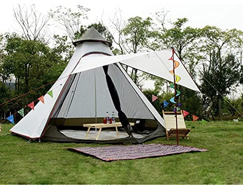 Tipi Campingzelt für 3-4 Personen Wasserdicht Doppelschicht Outdoor Familie Camping Jurte - Indianisches Tipi Tower Zelt für Wandern und Outdoor-Abenteuer