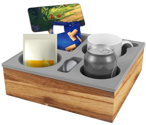 Grusce Couch Cup Holder Tray, Silicone Couch Cup Holder Space Saving Sofa Cup Holder Anti Slip Couch Sofa Arm Tray Removable Sofa Armrest Tray Couch Drink Holder for Snacks Beverage Remote Drinks