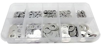 250x 0,1/0,2/0,3 mm M2 M3 M4 M5 M6 M7 M8 304 Edelstahl ultradünne Unterlegscheibe Set Einstellscheibe einfache Dichtung Sortimentskasten-Set E 0,2 mm
