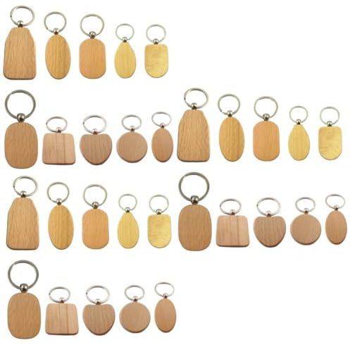 LIFKOME 30pezzi Portachiavi Legno Per Diy Mini Tavoletta Legno Per Incisione e Pittura Come Accessori Per Chiavi e Portafogli