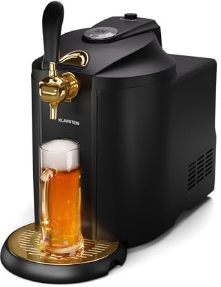 KLARSTEIN Tireuse à Bière 5 L - Machine à bière Pression avec Refroidissement Ultra Rapide, température réglable, système CO², écran LCD, Noir-Or