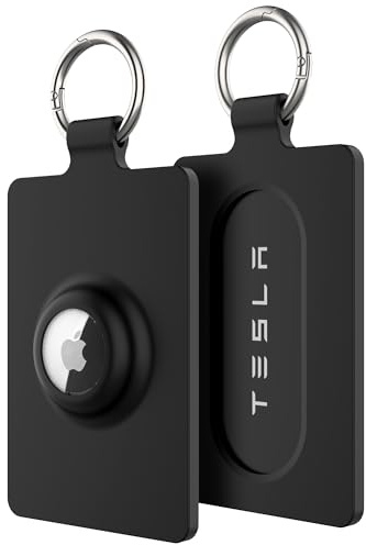 Kartenetui mit Schlüsselanhänger für Airtag mit Tesla Keycard,Weiche Silikon Kartenhalter Anhänger,für Tesla Model 3 Y S X,2 Stück