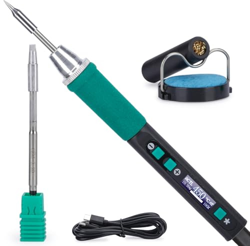 YIHUA 928D-IV Soldering Iron Kit with Type-C Port, Fast-Heating with C235 Cartridge, 90~450°C Temperature Adjustable, PD/QC/Adaptive Protocols, LCD Display, and Multi-Functional Cover