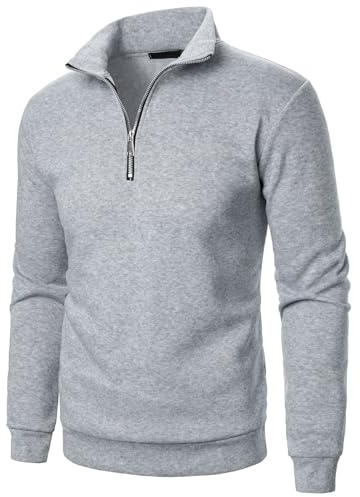 Pull Camionneur Col Zippé Homme Sweatshirt en Micro Fleece Polaire À Manches Longues Chaud Maillot De Chasse Survêtement Et Fermeture Éclair French Terry Sweat Coton Pull-Over Automne Hiver
