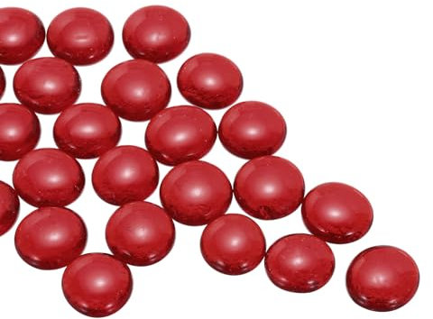QUARKZMAN Perle di Vetro, Gemme di Vetro Piatte Rosse 0,22 libbre (0,47-0,87) Marmi Vetro Ciottoli per Riempitivi Vasi Decorazioni per Acquari Fai da Te Artigianato