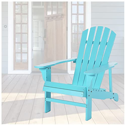 Chaise longue Adirondack en bois pour extérieur, terrasse, cour, jardin, piscine, design classique en couleur bleue, pergola inclinable pour plage, terrasse, balcon, intérieur/extérieur