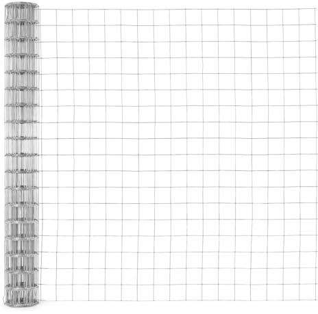CAPHAUS 12.5 Gauge Galvanized Welded Fence Wire Roll, with 4” x 4” Square Mesh Opening, Wire Mesh Fencing Roll for Vegetables Garden Netting Chicken Coop Animal Enclosure (48 in. x 50ft.)