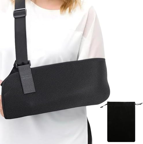 COWANIEE Black Arm Sling with Storage bag for Shoulder Injury, Support Broken Elbow Wrist Adjustable Shoulder Immobilizer