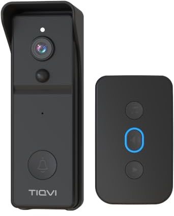 Tiqvi - Videocitofono Smart Senza Fili, WiFi, Full HD 1080P, Rilevamento Movimento, Audio Bidirezionale, Visione Notturna, USB Chime Incluso