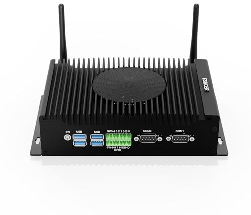 ESIMOER Mini Industrial PC, Small Computer Core i7-10510U, Mini PC RS232, Dual Gigabit Ethernet, 32GB RAM 512GB SSD, 2 HD+DP 4K Triple Display, 2 COM, GPIO, WiFi, BT 4.2, 6 USB