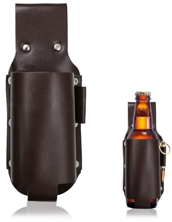 LINGJIA Marrone Cappello Porta Birra, Portabottiglie da Cintura, Cintura da Birra, Borsa da Birra Accessoria, Regalo da Uomo per la Birra, Può Essere Appeso Intorno Alla Vita, adatto All'uso Esterno