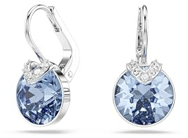 Swarovski Bella genomborrade örhängen, blå, rodiumpläterad
