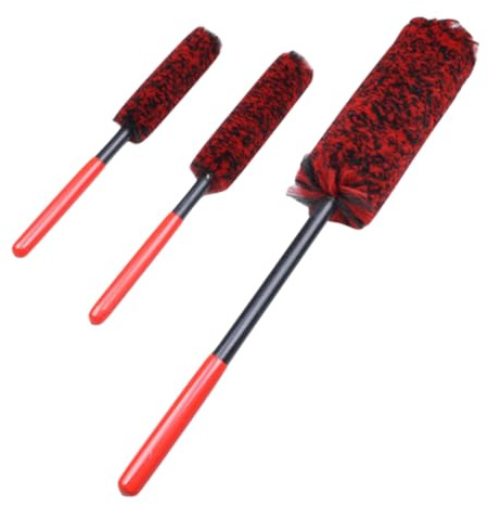 HEALEEP Spazzole per Cerchioni Auto per Pulizia Pratica di Pneumatici e Ruote Set 3 Pezzi Fibre Morbide e Manico Ergonomico