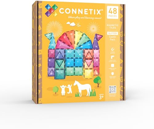CONNETIX Magnetiska Plattor Glitter Castle Pack, 48 Stycken