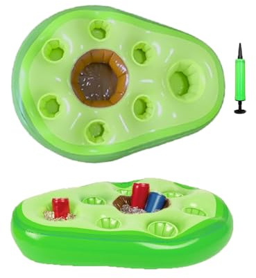 XFSRG Gonflable Porte Gobelet Piscine Avocat 8 Trous Gobelet Gonflable Flottant 2 en 1 Boissons et Porte Collation Grande Capacité pour la Piscine D'été Les Fêtes sur la Plage avec Pompe (Avocat)