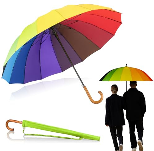 LOGAN & BARNES Stockschirm Sturmfest Ø120cm mit hochwertigem Echtholzgriff und geräuschloser Gummispitze - XXL Regenschirm Groß mit 16 Streben - Modell EDINBURGH