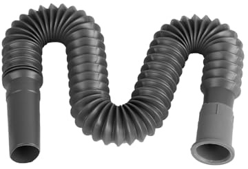 5 Pieces Set Collapsible Flexible Drainage Waste Water Pipes for Caravan Motorhome, Grey, PP Material, 33-73cm Expandable