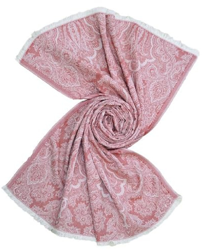 Lorenzo Cana Damen Pashmina Schaltuch aus 100% Baumwolle Damenschal Naturfaser Schal Paisley Muster Markenschal Altrosa Rosenholz 70 cm x 180 cm - 78740