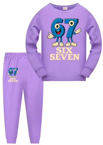 Yaokilyly Boys Girls 67 Meme Kids Clothing Sets Six Seven Shirt and Pants (Purple,11 Years)