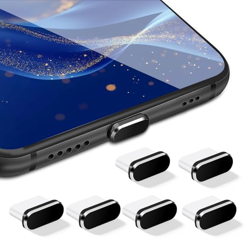 DOPENSPI 6PCS USB C Anti Dust Plug, Charging Port Cover Type C Cover Caps Metal Cap Covers Port Plug Protectors Plugs covers Stopper for Most Smartphone