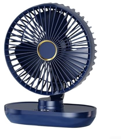 Durashmall Ventilador de escritorio portátil recargable por USB con 5 velocidades, oscilación automática, refrigeración silenciosa para el hogar, oficina y uso al aire libre, blanco (azul)
