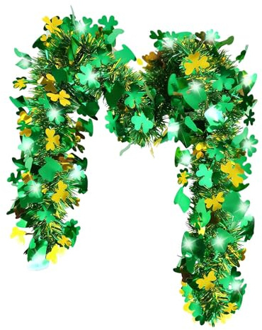 Guirnalda De Trébol - Decoración Hogar Verde Trébol 2 M,Decoración de Guirnalda de Espumillón para el Día de San Patricio - para Bodas, De Casa De Campo, Hogar
