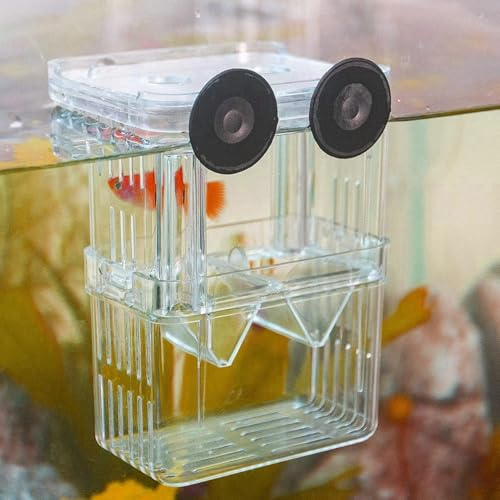 Breeding Box for Fish Tank, Aquarium Hatchery Incubator Breeder Box, Isolation Divider for Baby Fish, Shrimp, Clownfish, Guppy, Transparent Acrylic Design