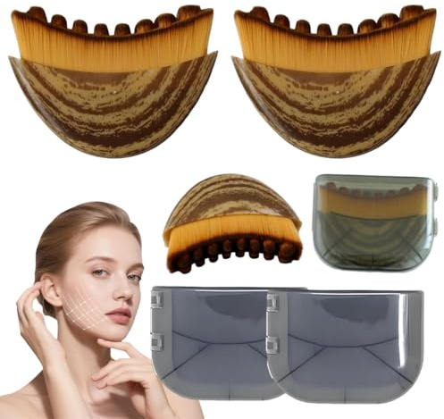 IWIDYA 2 Pezzi Spazzola viso per il contorno linfatico,Spazzola viso, Strumento per Massaggio e Dry Brushing, mento e mascella, si adatta alla pelle con precisione e allevia la stanchezza.-(D)