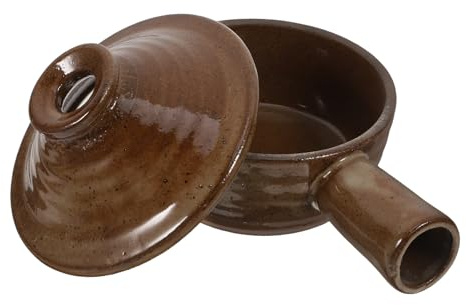 SUPVOX Olla de Barro para Guisar con Tapa, Apta Microondas, Resistente a Altas Temperaturas, Adecuado para Sopa, Estofado y Arroz, Menaje Cocina Hogar, Cazuela Tradicional de Barro